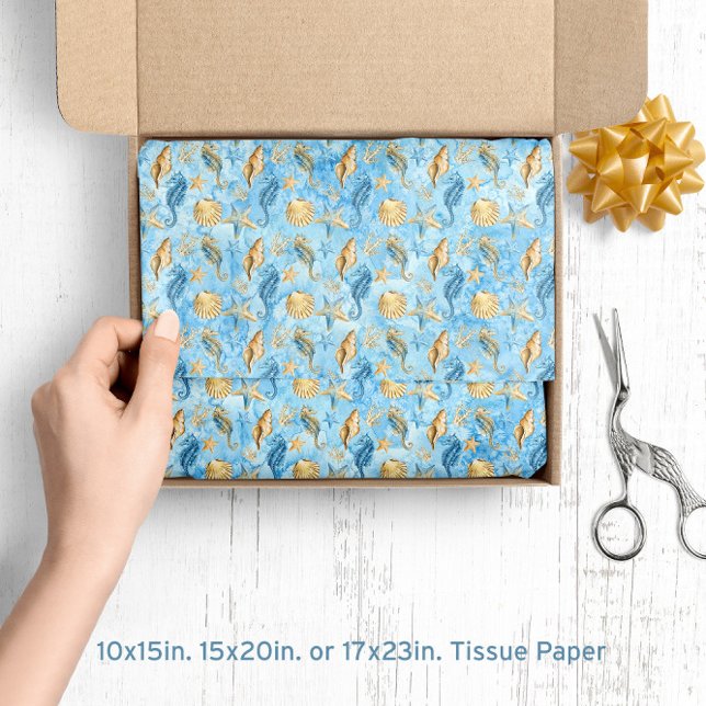 🐚 Watercolor Beach Sea Muscheln & Starfish Seidenpapier (🐚 Watercolor Beach Sea Life Shells & Starfish Tissue Paper
)