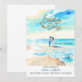 Watercolor Beach: Summer Wedding Save the Date Einladung
