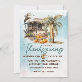 Watercolor Beach Thanksgiving Invitation