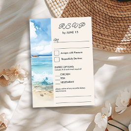 Watercolor Beach Thema Hochzeit und Entree Option RSVP Karte
