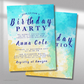 Watercolor Beach und Ocean Birthday Design Einladung