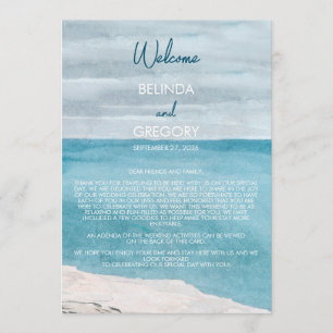 Watercolor Beach Waves Hochzeitsprogramm Programm