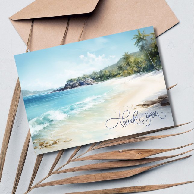 Watercolor Beach Wedding Danke Karte (Watercolor Beach Wedding Thank You card)