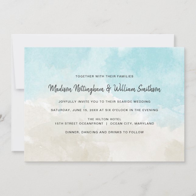 Watercolor Beach Wedding Invitation (Devant)