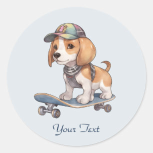 Watercolor-Beagle-Aufkleber Runder Aufkleber
