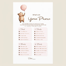 Watercolor bear balloon baby shower game flyer