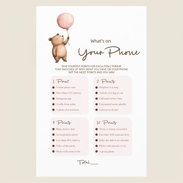 Watercolor bear balloon baby shower game flyer (Von Creator hochgeladen)