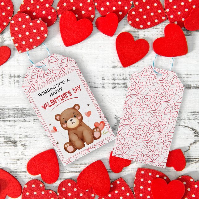 Watercolor Bear Valentine's Day Geschenkanhänger (Watercolor Bear Valentine's Day Gift Tags)