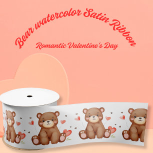Watercolor Bear Valentine's Day Satinband