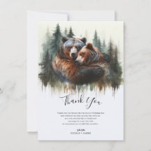 Watercolor Bears Rustic Wilderness Thank You