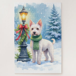Watercolor Bedlington Terrier Laternenpfosten Weih