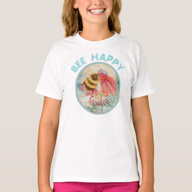 Watercolor Bee Happy T-Shirt (Vorderseite)