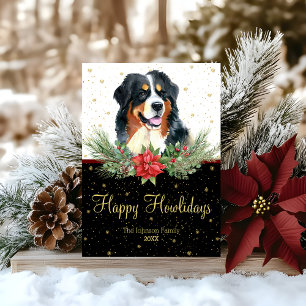 Watercolor Berner Sennenhund Frohe Weihnachten