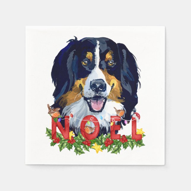 Watercolor Bernese Mountain Dog Weihnachten Serviette (Vorderseite)