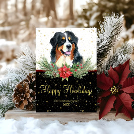 Watercolor Bernese Mountain Hund Happy Howlidays Feiertagskarte