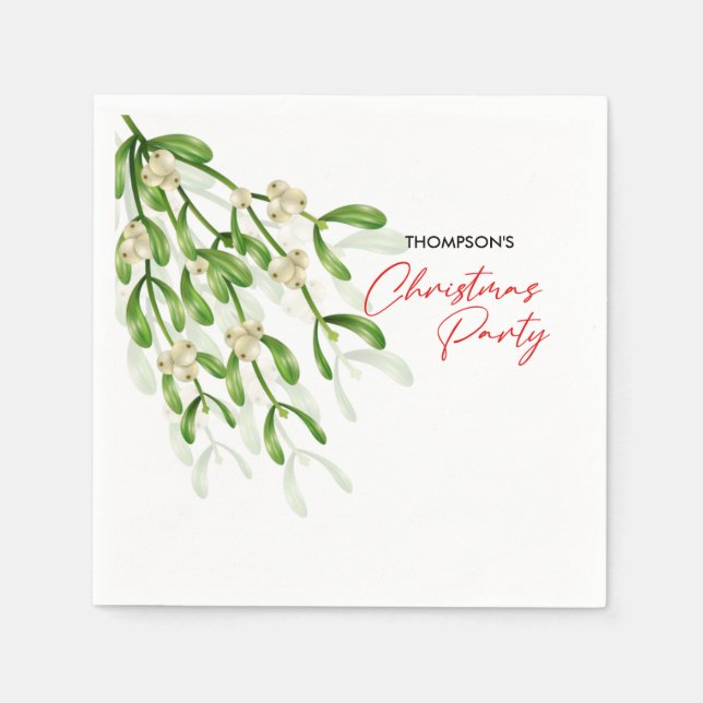 Watercolor Berry Branches Weihnachtsfest Party Serviette (Vorderseite)