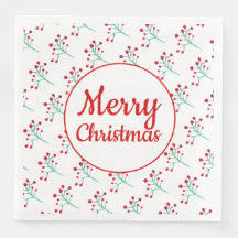Watercolor Berry Christmas Napkins