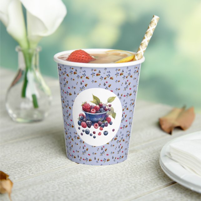 Watercolor Berry Sweet Blueberries Baby Shower Pappbecher (In Situ)