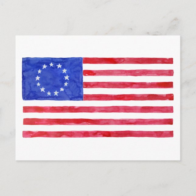 Watercolor Betsy Ross Flag Postkarte (Vorderseite)