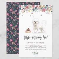 Watercolor Bichon Frise Hund Geburtstag Einladung