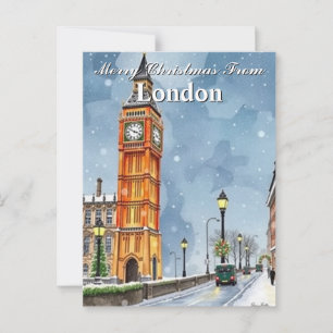 Watercolor Big Ben London Weihnachtsfeiertagen Postkarte