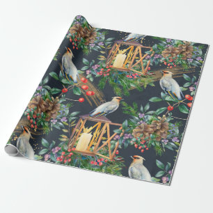 Watercolor Bird and Lantern Design Christmas Geschenkpapier