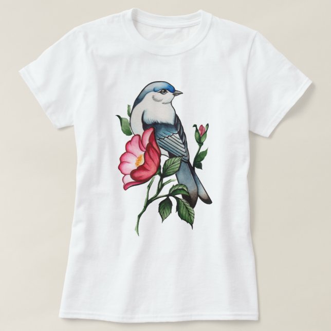 Watercolor Bird T-Shirt (Design vorne)