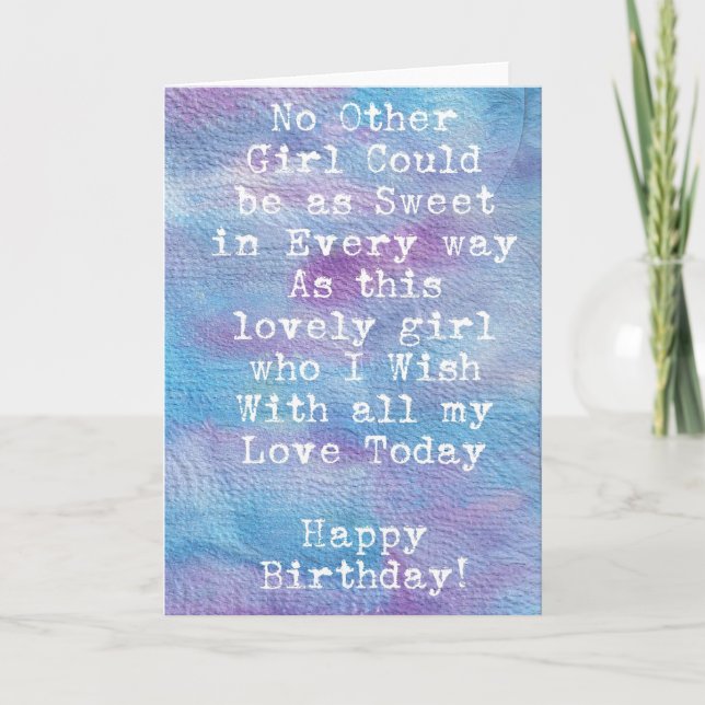 Watercolor Birthday Girl Karte (Vorderseite)