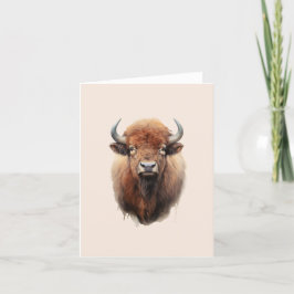 Watercolor Bison Portrait Dankeskarte