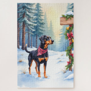 Watercolor Black and Tan Coonhound Waldweg