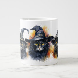 Watercolor Black Cat Trio Jumbo-Tasse