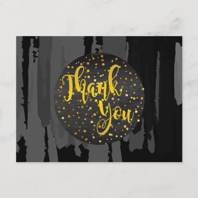 Watercolor Black Gold Vielen Dank Abstrakt Postkarte (Vorderseite)