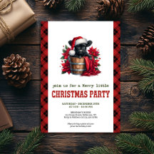Watercolor black highland cow red poinsettia Xmas