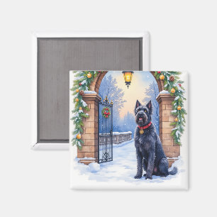 Watercolor Black Russian Terrier Eisen-Weihnachten Magnet