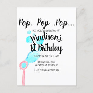 Watercolor-Blasenstab Pop Pop Pop Geburtstag Postkarte