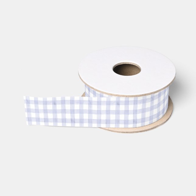 Watercolor Blau Gingham Ripsband (Spule)