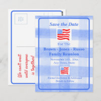 Watercolor Blau Karo USA-Flagge SAVE THE DATE