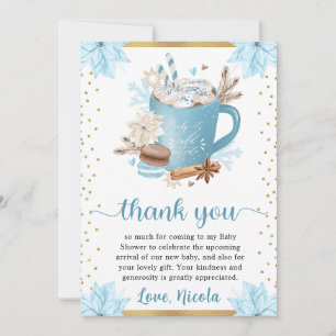 Watercolor Blau Winter Kekse & Kakao Baby Shower Dankeskarte