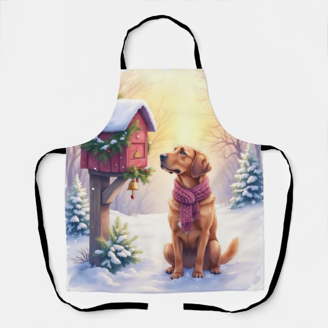 Watercolor Bloodhound Country Mailbox Christmas Schürze (Vorderseite)