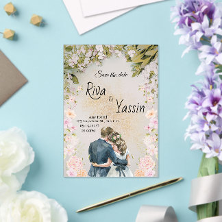 Watercolor Blooms Wedding Save Acrylic Invitation