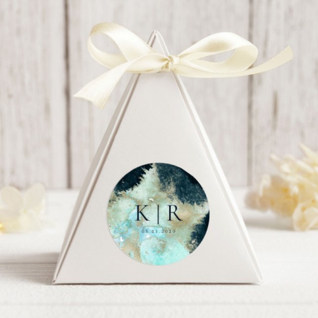 Watercolor Blue and Gold Elegante Wedding Sticker (Von Creator hochgeladen)