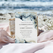 Watercolor Blue and Gold Minimalistische Hochzeit