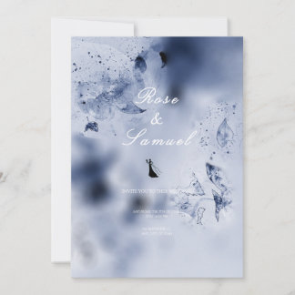 Watercolor Blue Ästhetische Hochzeitseinladung Einladung