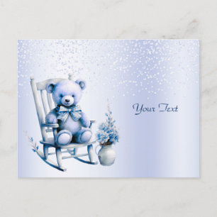 Watercolor Blue Baby Bear Postcard Postkarte