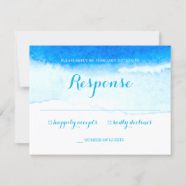 Watercolor Blue Beach Wedding UAWG RSVP Karte