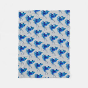 Watercolor Blue Betta Fish Fleecedecke