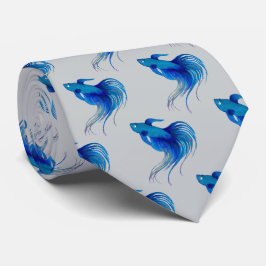 Watercolor Blue Betta Fish Krawatte