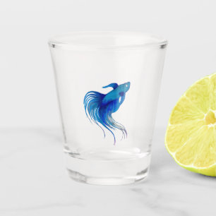 Watercolor Blue Betta Fish Schnapsglas