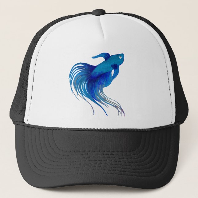 Watercolor Blue Betta Fish Truckerkappe (Vorderseite)