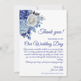 Watercolor Blue Blume-Wedding Vielen Dank Einladung